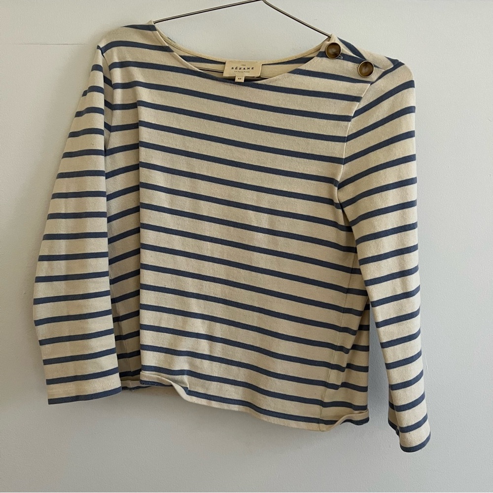 Sezane, XS, Colette Marinière, Vintage blue / ecru